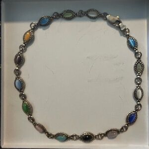 Silver 925 ankle bracelet multicolor gemstones